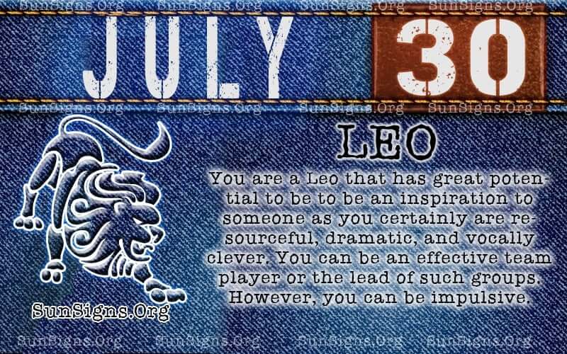 July 30 Birthday Horoscope Personality Sun Signs