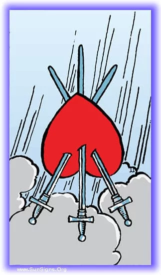 three of swords reversed