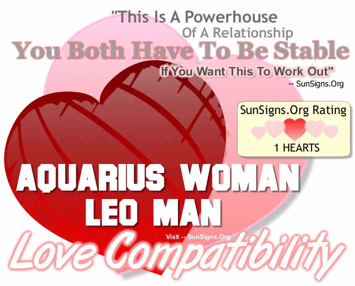 Compatibilidad amorosa Mujer Acuario Hombre Leo