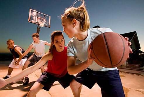 playing basketball