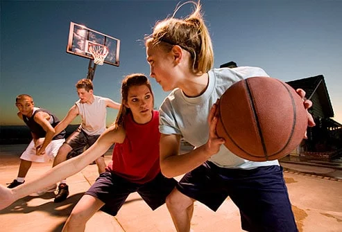 playing basketball