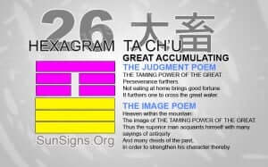 I Ching 26 meaning - Hexagram 26 Great Accumulating