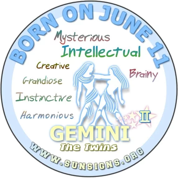 SI TU CUMPLEAÑOS ES EL 11 DE JUNIO, tu signo zodiacal es Géminis y eres un poderoso intelectual.