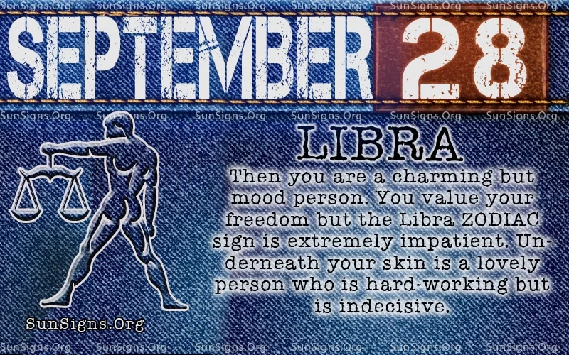 Calendario de cumpleaños del 28 de septiembre de libra